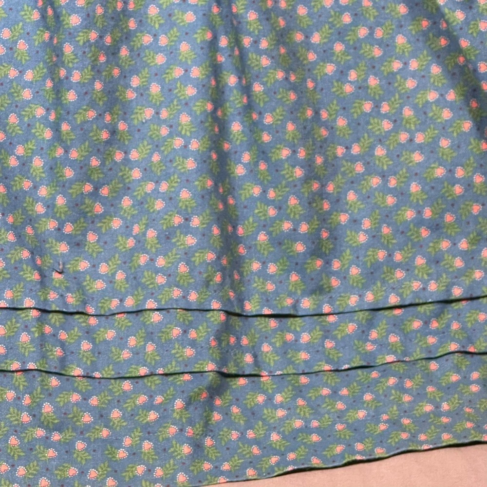 Vtg Prairie Country School Dress Blue‎ Floral High Neck Cottage Core Small - Picture 7 of 15